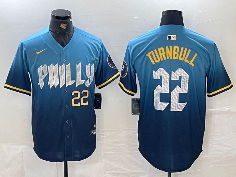 Men Philadelphia Phillies #22 Turnbull Blue City Edition Nike 2024 MLB Jersey style 2->->